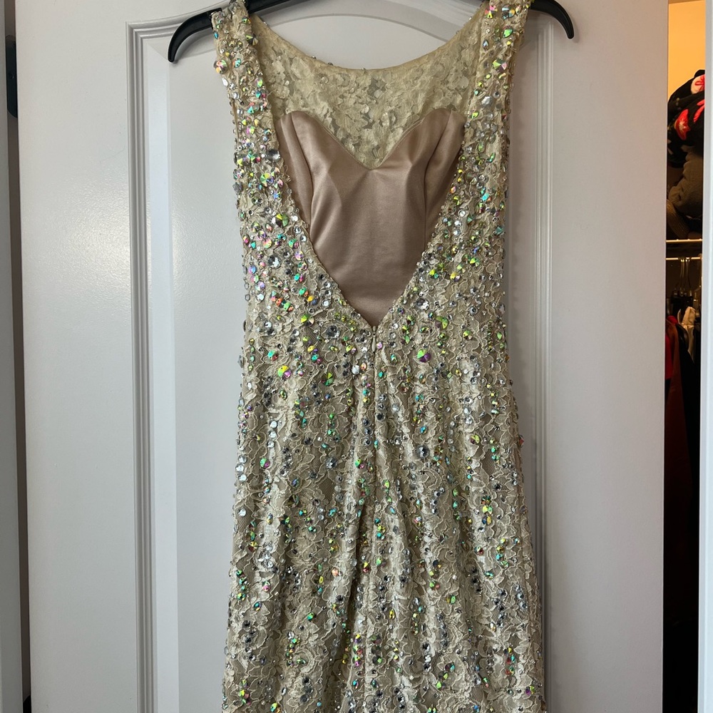 White Lace Rhinestone Dress - Picture 2 of 7